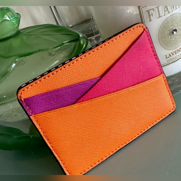 Henri Bendel EUC++ Orange Card Holder w/Centennial Stripe Interior (W167) main image 5